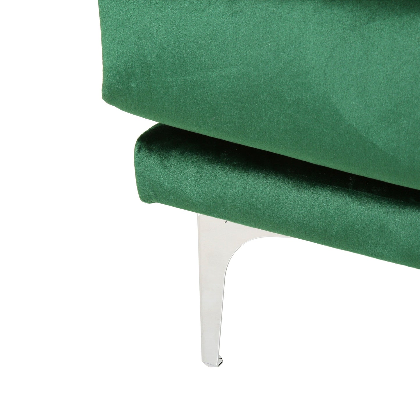 Divano Emerald Modern 111 in velluto a 4 posti con gambe in metallo e robusta struttura in legno per soggiorno