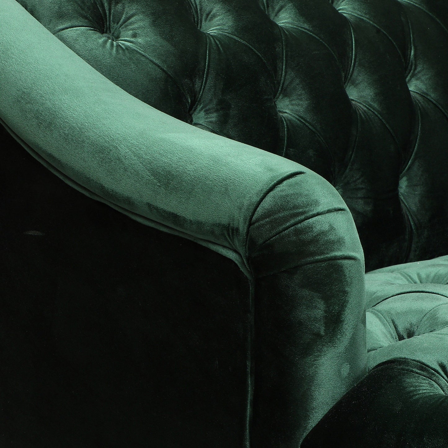 Divano a 3 posti Emerald Modern 73.25 con bottoni e gambe in legno di betulla per soggiorno