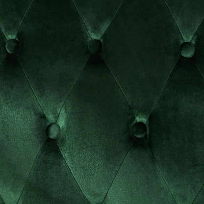 Divano a due posti con schienale alto e bottoni trapuntati in velluto color smeraldo