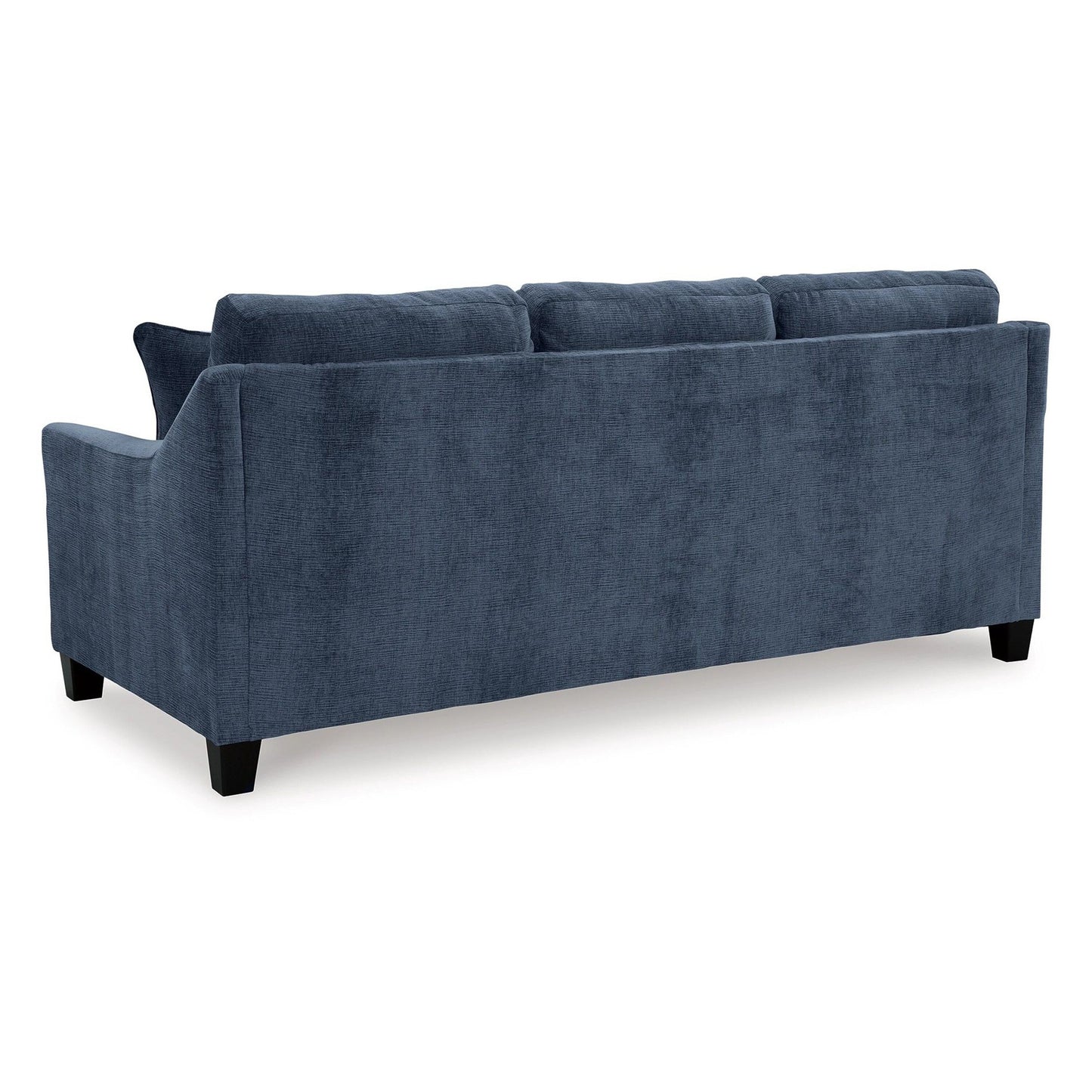 Divano letto Emilia Queen con chaise longue, 3 cuscini decorativi, poliestere blu inchiostro