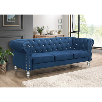 Set da soggiorno con braccioli arrotolati in velluto Clayfell Emma - Divano