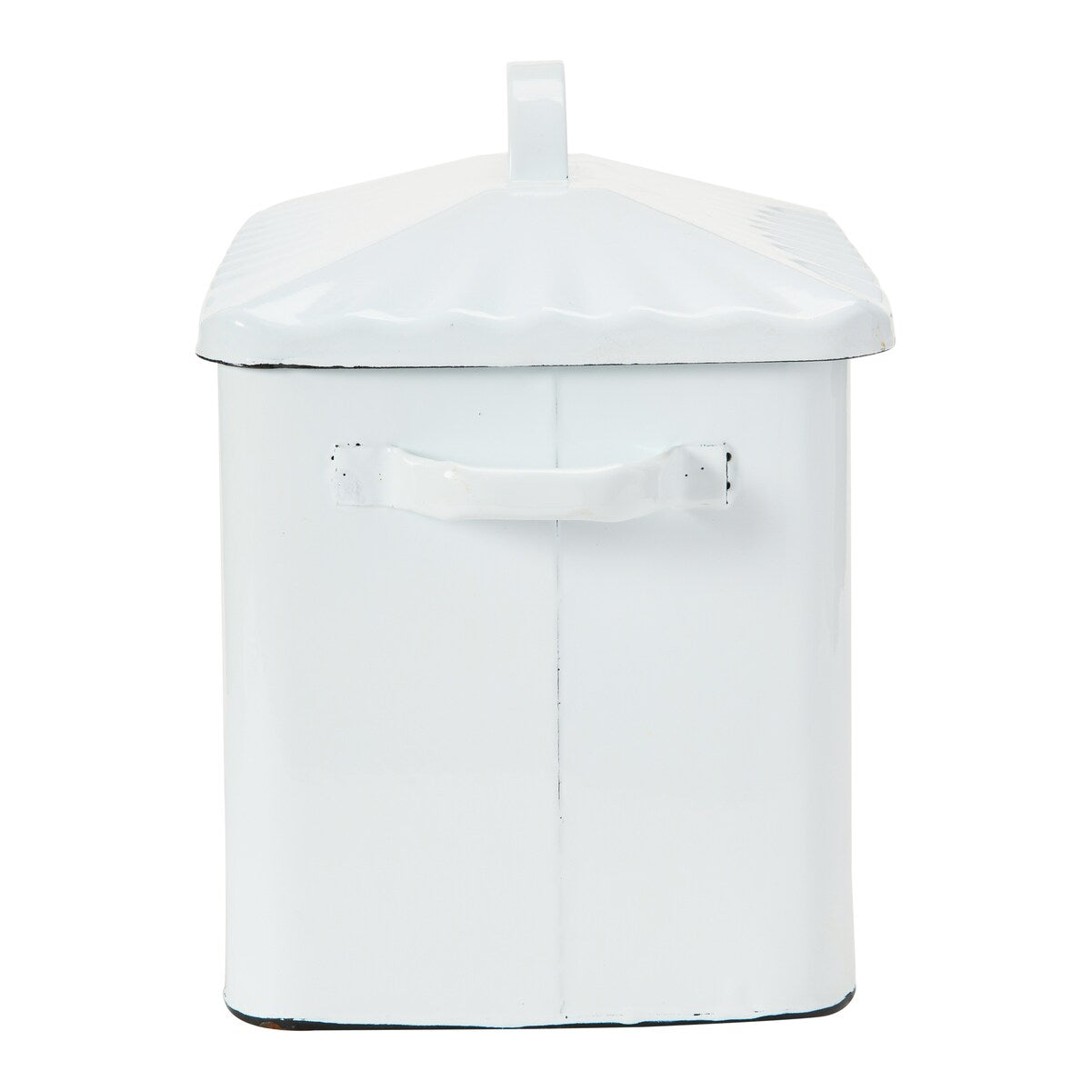 Scatola per il pane in metallo smaltato con messaggio sul pane