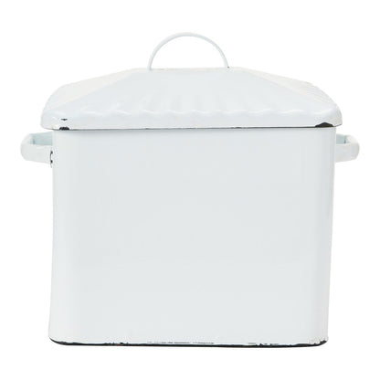 Scatola per il pane in metallo smaltato con messaggio sul pane