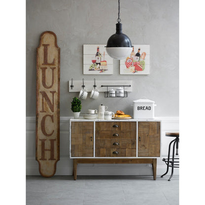 Scatola per il pane in metallo smaltato con messaggio sul pane