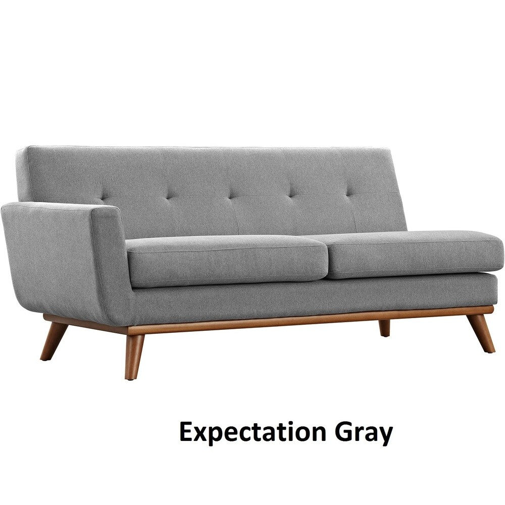 Divano a due posti Engage Mid-Century Modern con bracciolo sinistro, in tessuto imbottito, azzurro