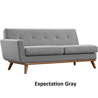 Divano a due posti Engage Mid-Century Modern con bracciolo sinistro, in tessuto imbottito, azzurro