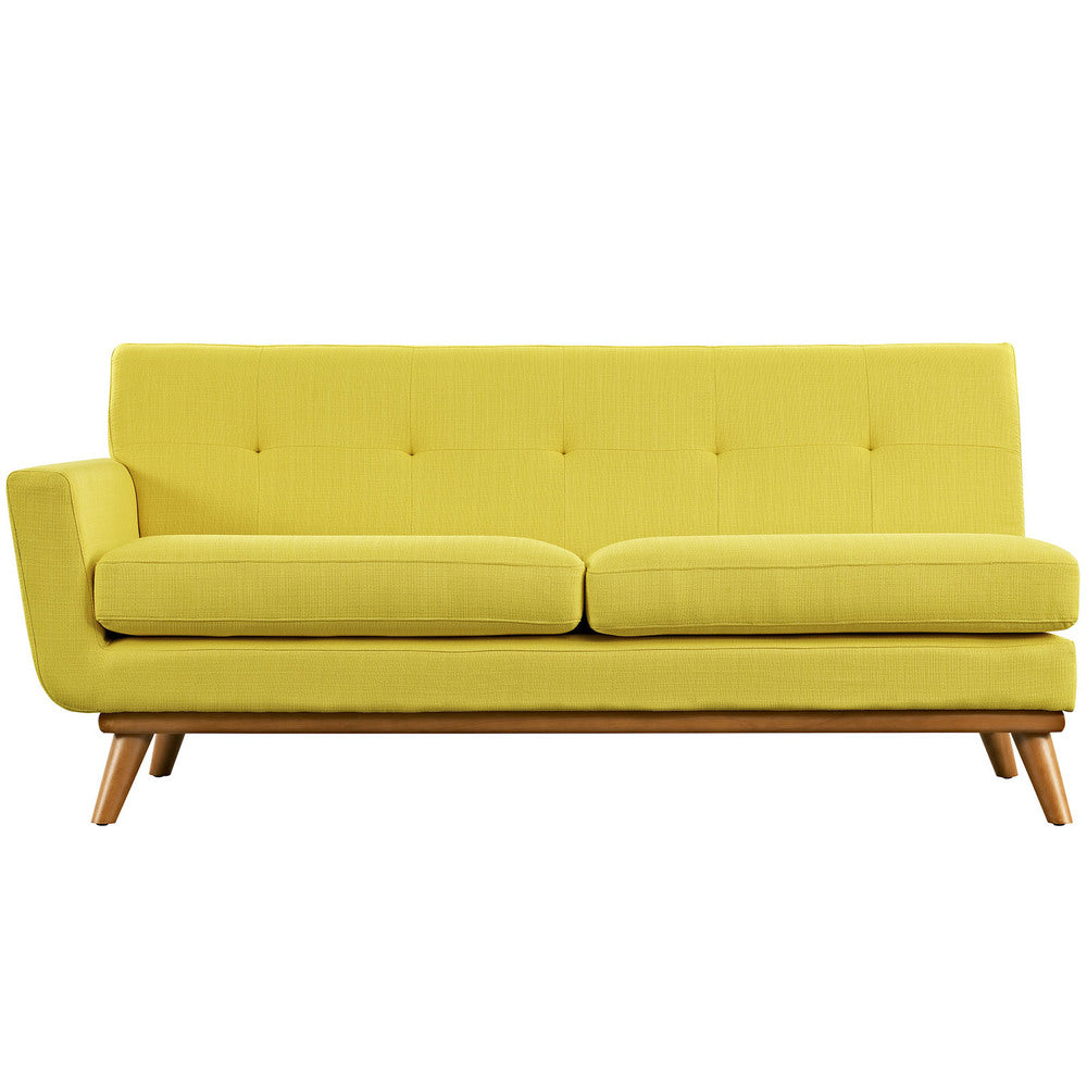 Divano a due posti Engage Mid-Century Modern con bracciolo sinistro, in tessuto imbottito, azzurro