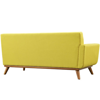 Divano a due posti Engage Mid-Century Modern con bracciolo sinistro, in tessuto imbottito, azzurro