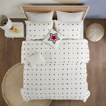 Set trapunta in cotone jacquard con pompon Ensley di Intelligent Design Kids e cuscini