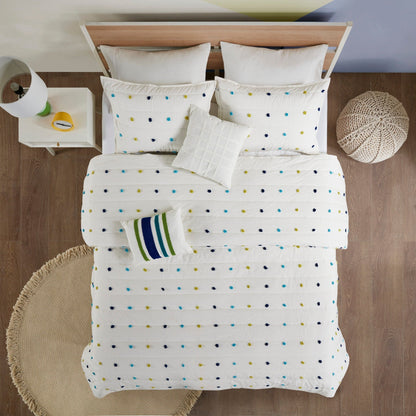 Set trapunta in cotone jacquard con pompon Ensley di Intelligent Design Kids e cuscini