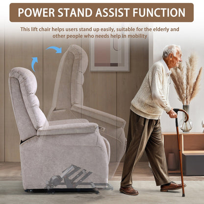 Poltrona reclinabile ergonomica elettrica con sollevamento, divano singolo in velluto con telecomando e poggiapiedi estensibile