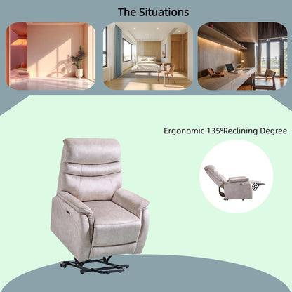 Poltrona reclinabile ergonomica elettrica con sollevamento, divano singolo in velluto con telecomando e poggiapiedi estensibile