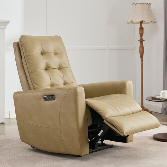Poltrona reclinabile elettrica ergonomica in similpelle, divano singolo con poggiatesta e poggiapiedi elettrici, porta di ricarica USB