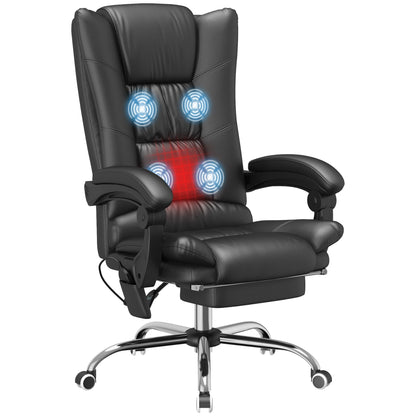 Sedia da ufficio ergonomica, poltrona reclinabile massaggiante, sedia da scrivania per computer con riscaldamento lombare e poggiapiedi estensibile