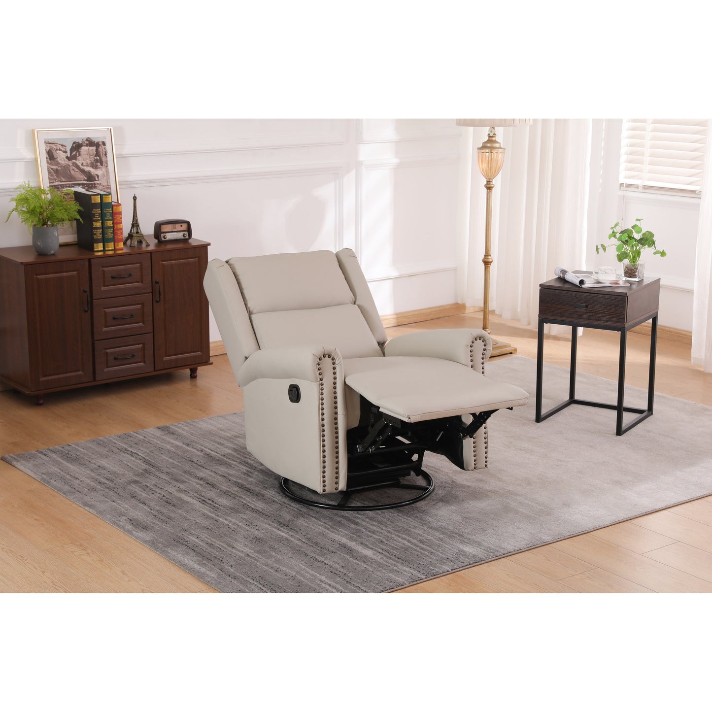 Poltrona reclinabile girevole ergonomica con USB-C e cuscino lombare