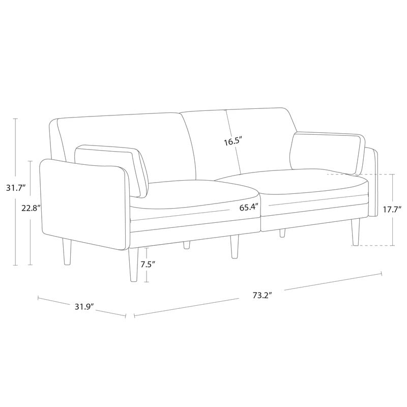 Divano Erin Mid-Century Modern in tessuto