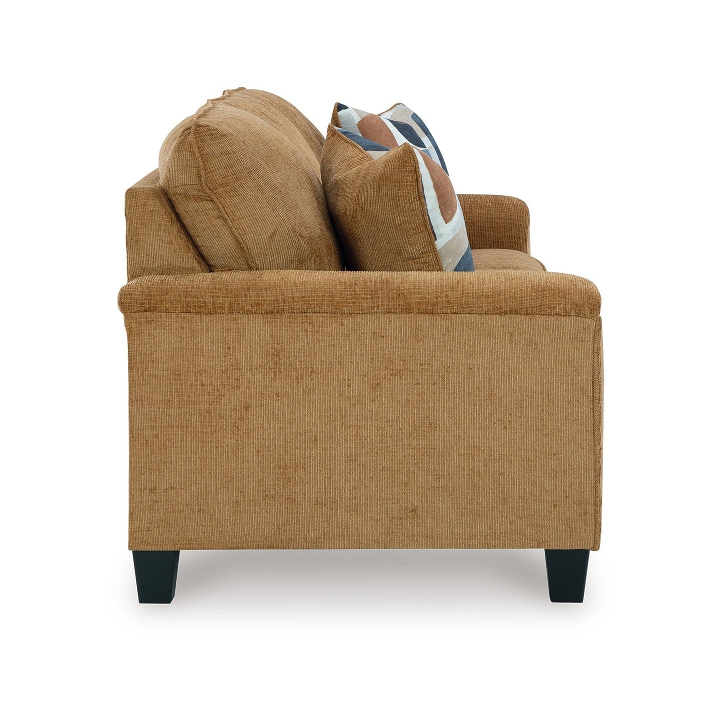 Divano Erin, 2 cuscini decorativi, 89 pollici in morbido poliestere marrone chiaro