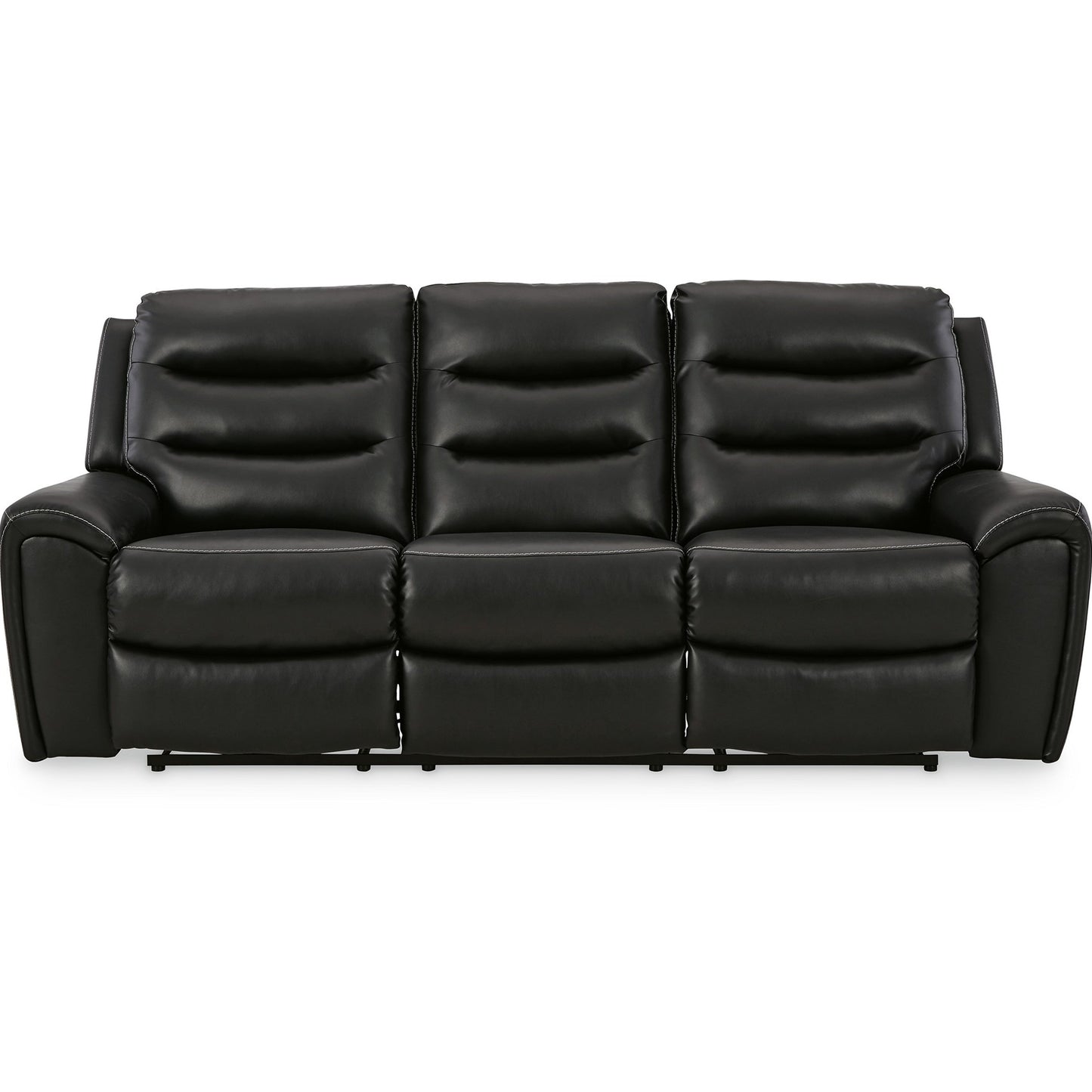 Divano reclinabile elettrico Erine con porte USB, similpelle nera, 90 pollici