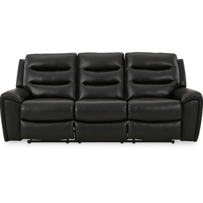 Divano reclinabile elettrico Erine con porte USB, similpelle nera, 90 pollici