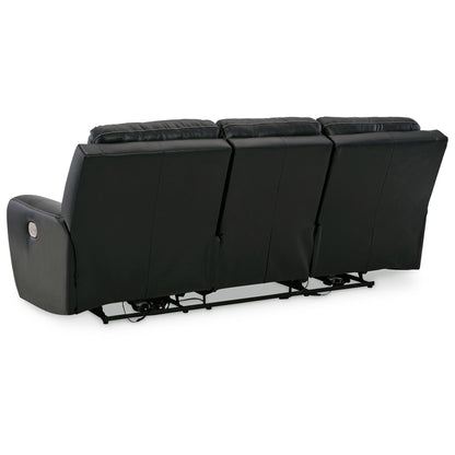 Divano reclinabile elettrico Erine con porte USB, similpelle nera, 90 pollici