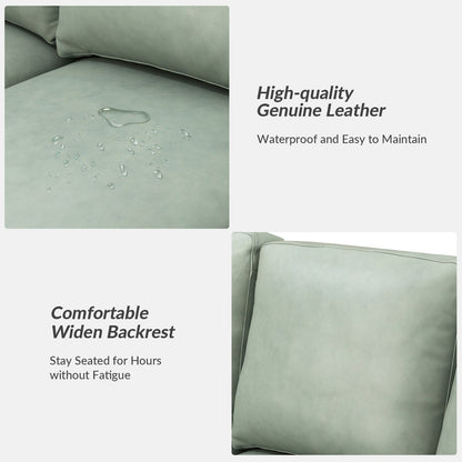 Divano Ernando 83.46 in vera pelle con braccioli e cuscini quadrati