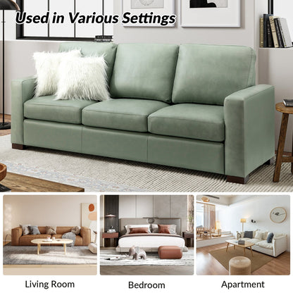 Divano Ernando 83.46 in vera pelle con braccioli e cuscini quadrati