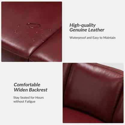 Divano Ernando 83.46 in vera pelle con braccioli e cuscini quadrati