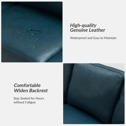 Divano Ernando 83.46 in vera pelle con braccioli e cuscini quadrati