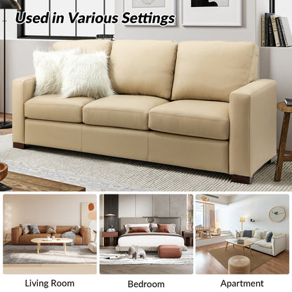 Divano Ernando 83.46 in vera pelle con braccioli e cuscini quadrati