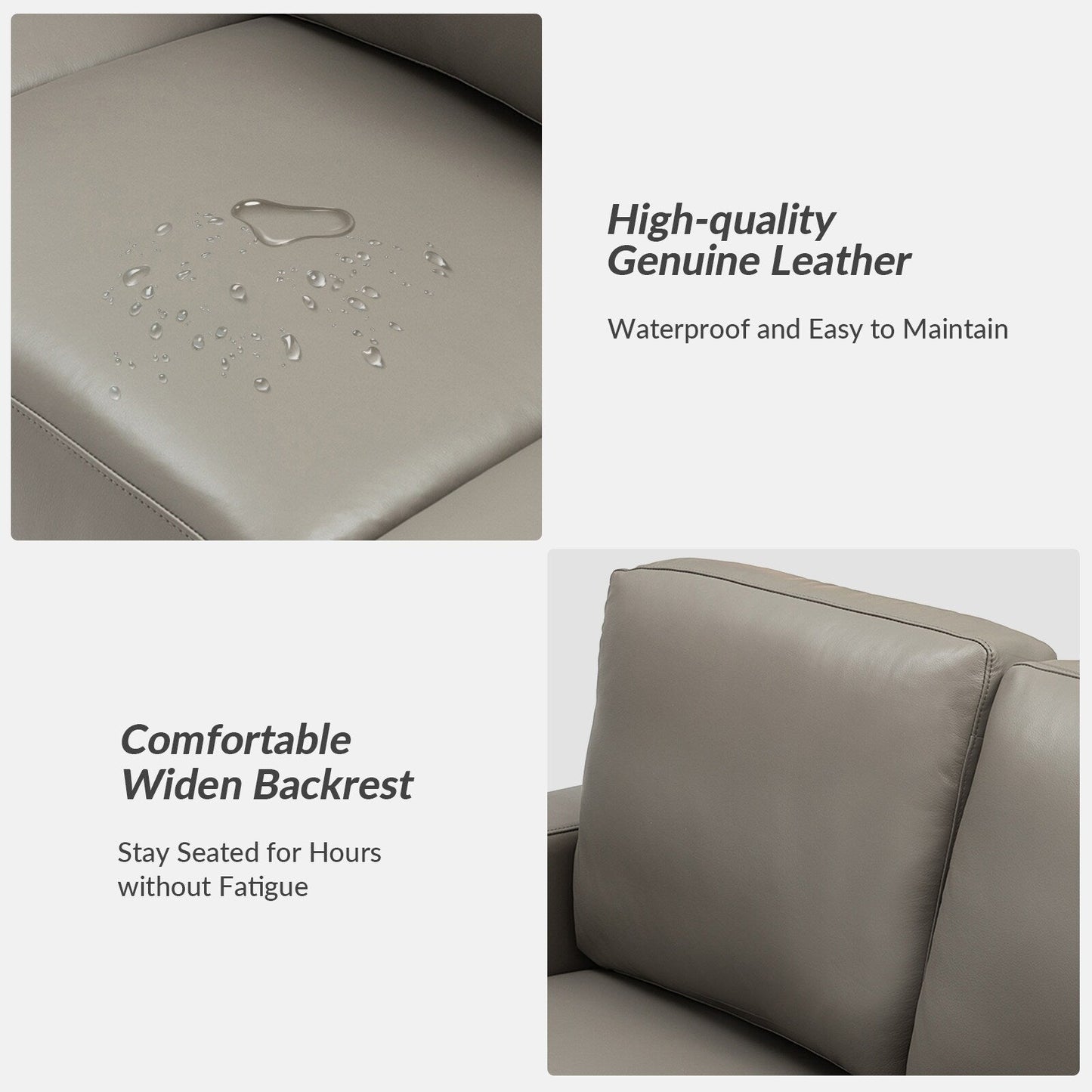 Divano Ernando 83.46 in vera pelle con braccioli e cuscini quadrati