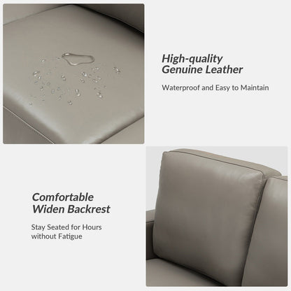 Divano Ernando 83.46 in vera pelle con braccioli e cuscini quadrati