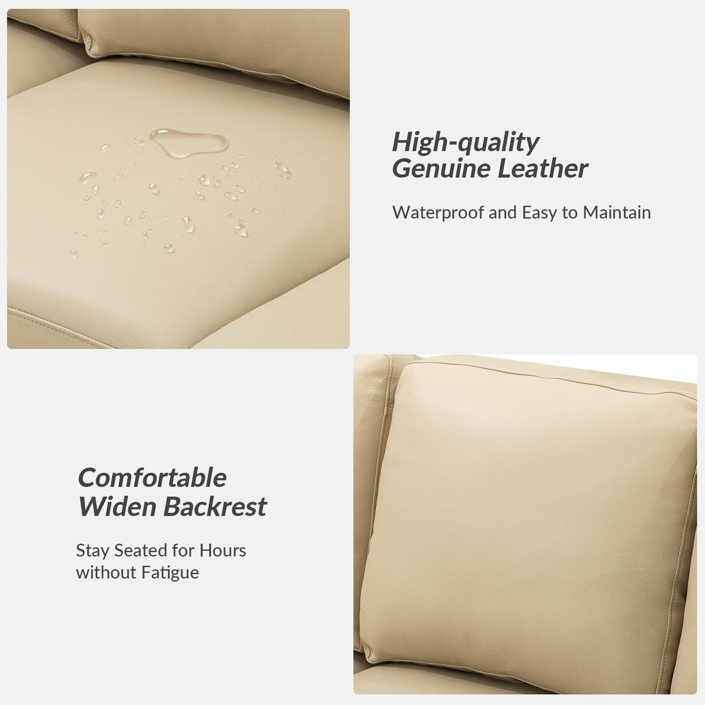 Divano Ernando 83.46 in vera pelle con braccioli e cuscini quadrati