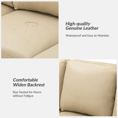 Divano Ernando 83.46 in vera pelle con braccioli e cuscini quadrati