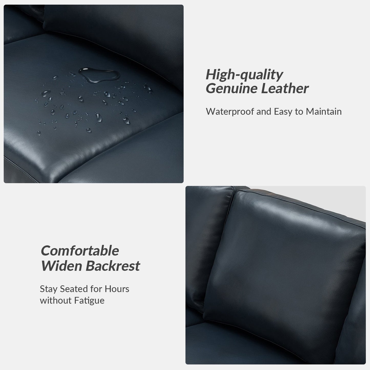 Divano Ernando 83.46 in vera pelle con braccioli e cuscini quadrati