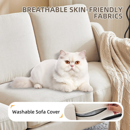 Divano a 3 posti Erommy, divano da 72 pollici per soggiorno, divano moderno in tessuto con 4 gambe in legno, 2 aste di supporto in metallo per camera da letto