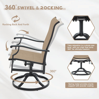 Set da pranzo versatili per esterni con sedie girevoli/pieghevoli e tavolo con doghe in acciaio e set da pranzo in HDPE per giardini e patii