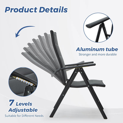 Set da pranzo versatili per esterni con sedie girevoli/pieghevoli e tavolo con doghe in acciaio e set da pranzo in HDPE per giardini e patii