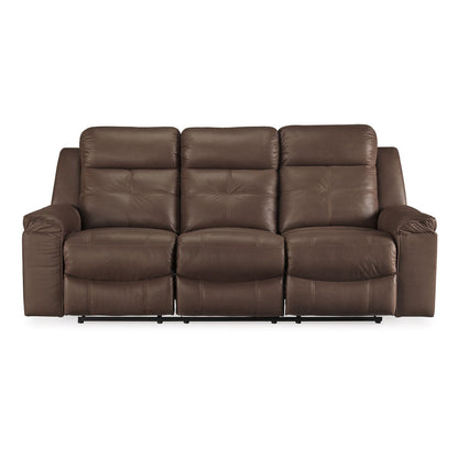 Divano reclinabile manuale Eslo, in finta pelle scamosciata marrone caffè, poliestere, 88 pollici
