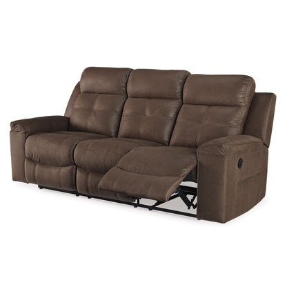 Divano reclinabile manuale Eslo, in finta pelle scamosciata marrone caffè, poliestere, 88 pollici