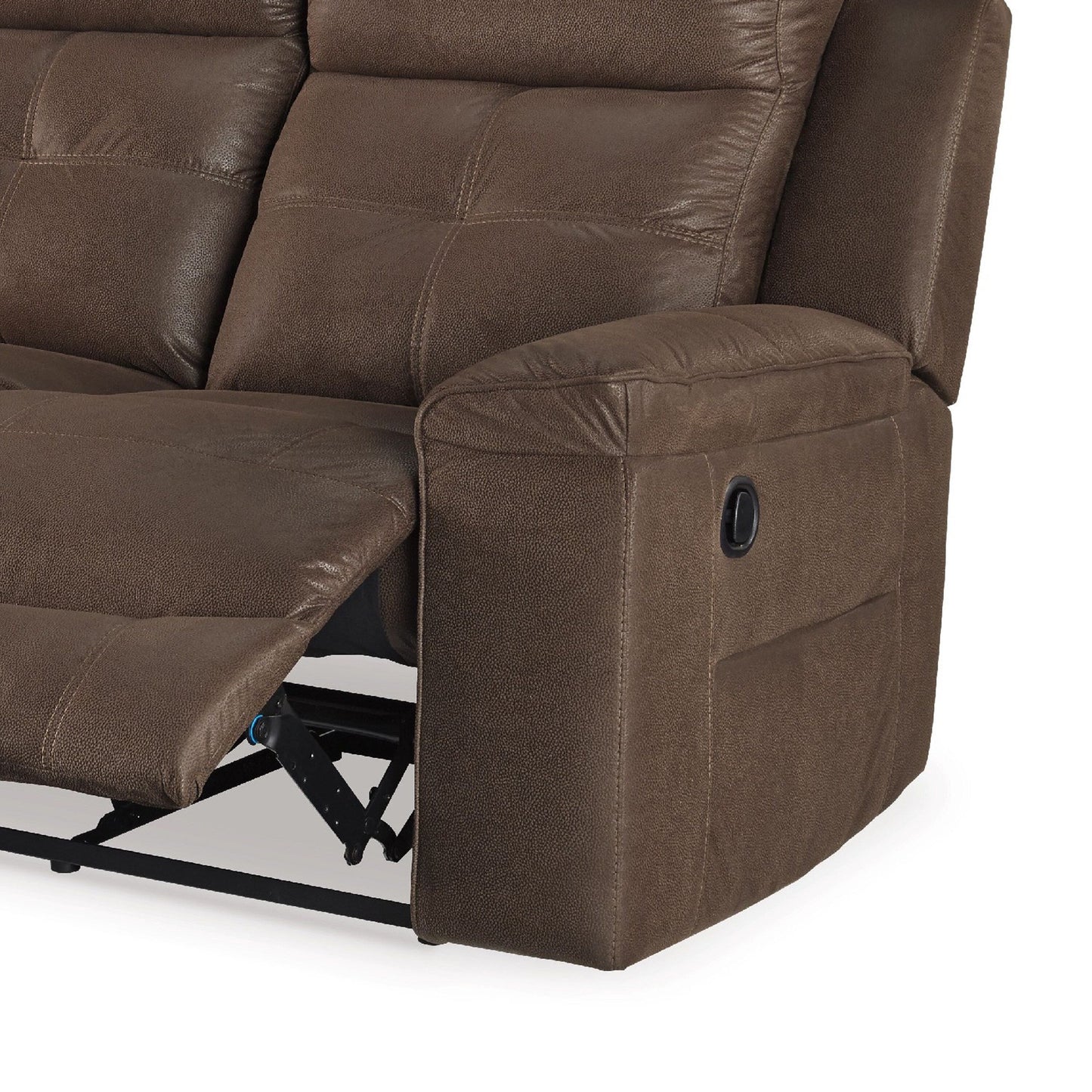Divano reclinabile manuale Eslo, in finta pelle scamosciata marrone caffè, poliestere, 88 pollici