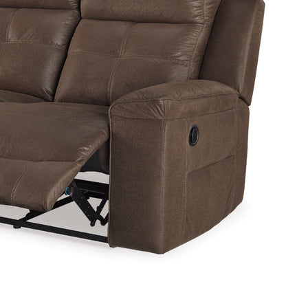 Divano reclinabile manuale Eslo, in finta pelle scamosciata marrone caffè, poliestere, 88 pollici