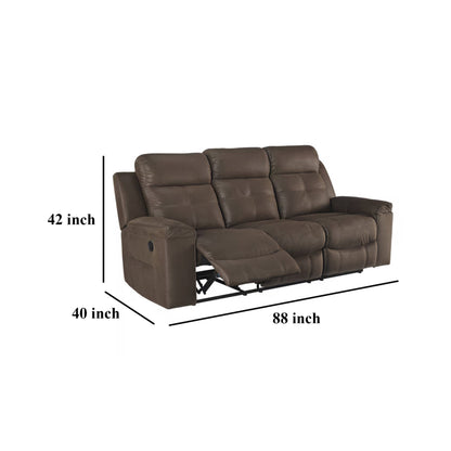 Divano reclinabile manuale Eslo, in finta pelle scamosciata marrone caffè, poliestere, 88 pollici