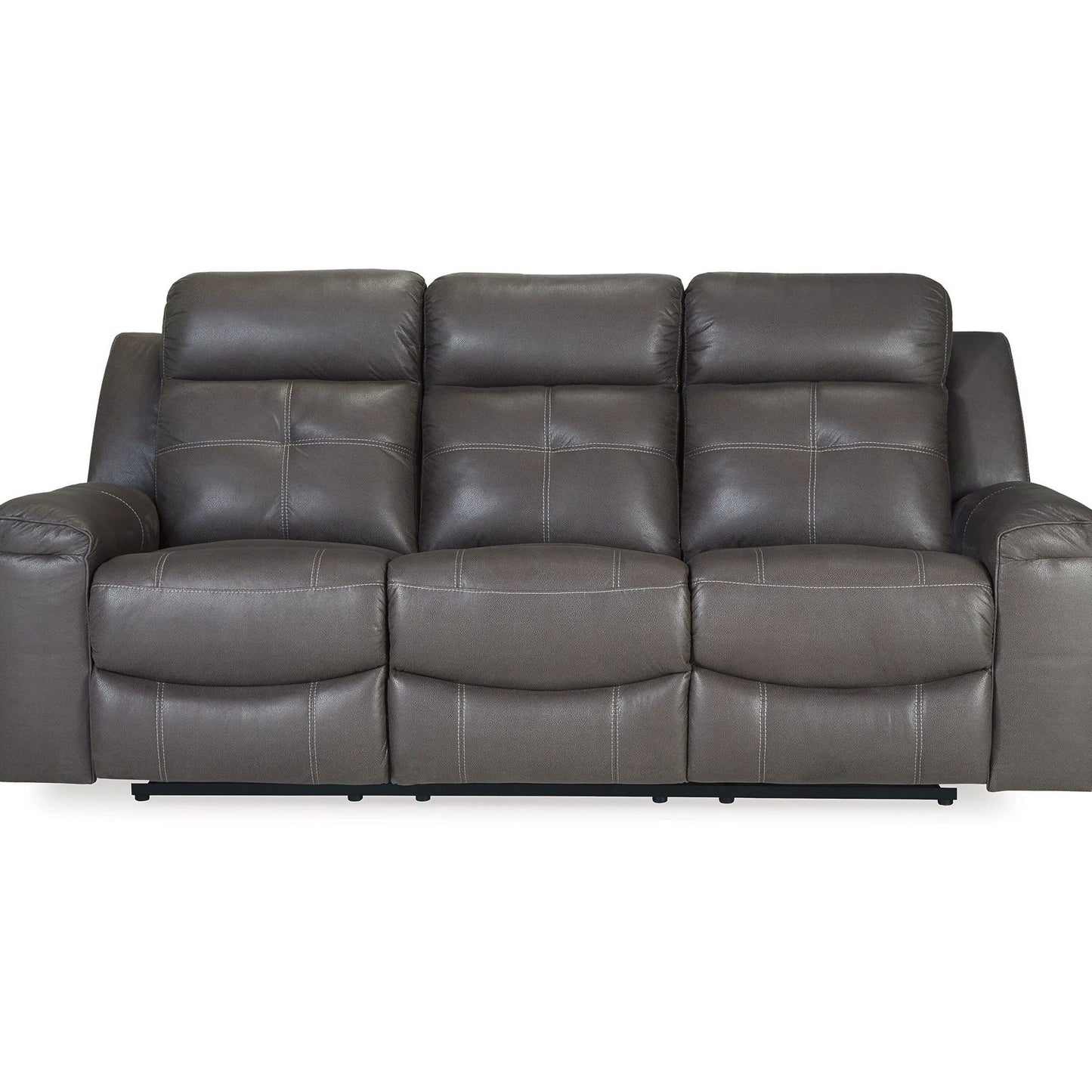 Divano reclinabile manuale Eslo, in finta pelle scamosciata grigio scuro, poliestere, 88 pollici