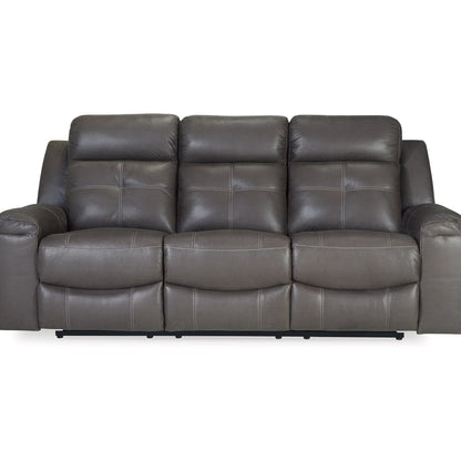 Divano reclinabile manuale Eslo, in finta pelle scamosciata grigio scuro, poliestere, 88 pollici