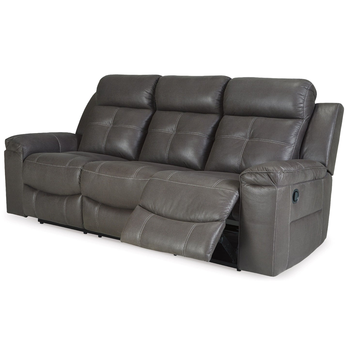 Divano reclinabile manuale Eslo, in finta pelle scamosciata grigio scuro, poliestere, 88 pollici