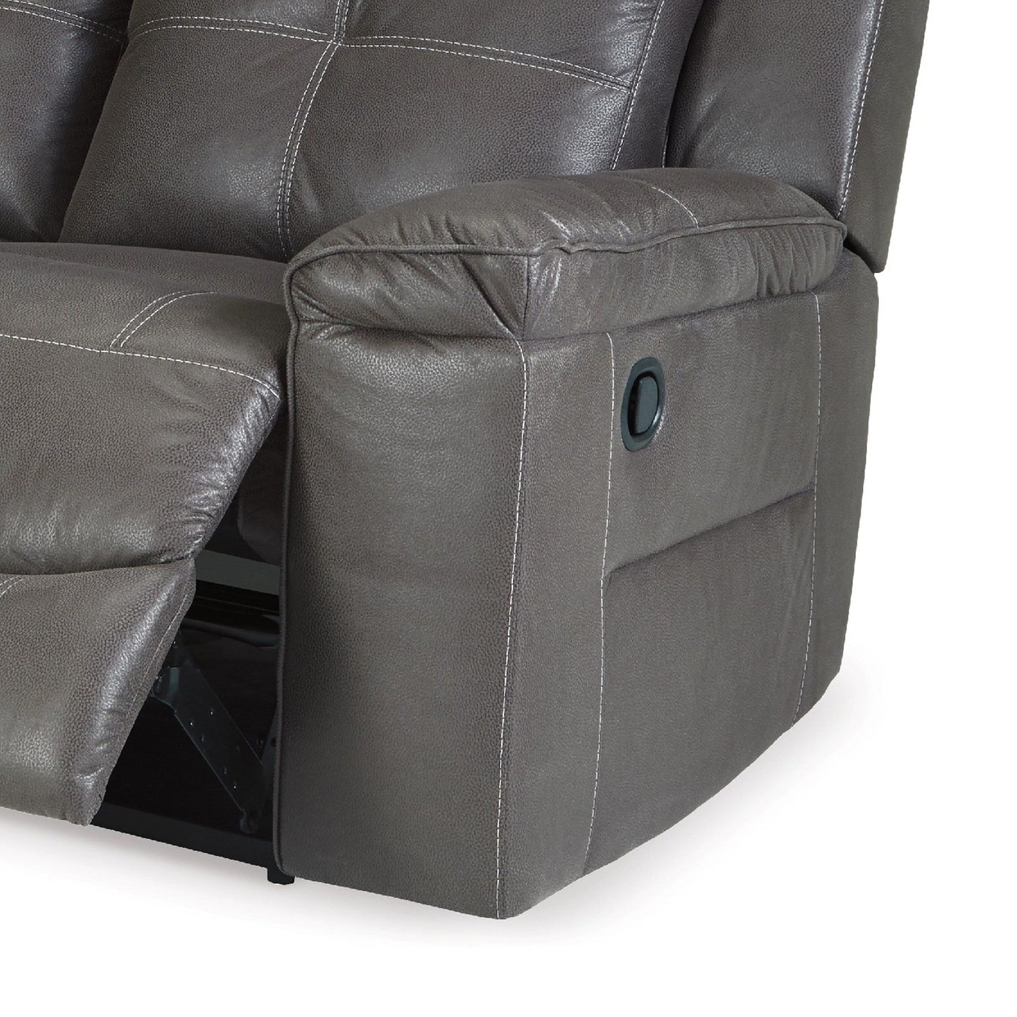 Divano reclinabile manuale Eslo, in finta pelle scamosciata grigio scuro, poliestere, 88 pollici