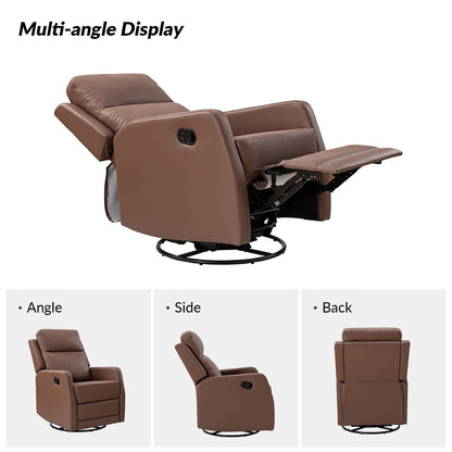 Poltrona reclinabile girevole a dondolo manuale in similpelle moderna Esteban con schienale alto, set da 2