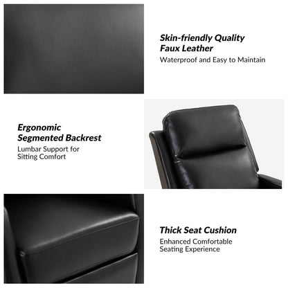 Poltrona reclinabile girevole a dondolo manuale in similpelle moderna Esteban con schienale alto, set da 2