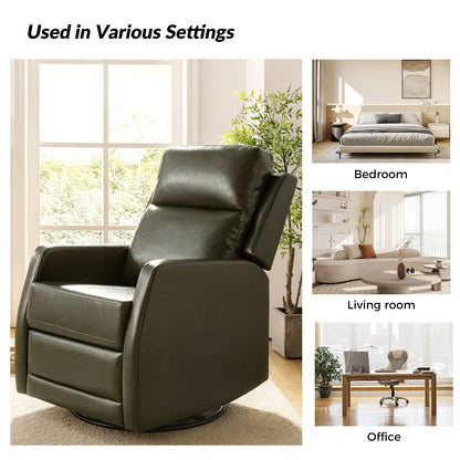 Poltrona reclinabile girevole a dondolo manuale in similpelle moderna Esteban con schienale alto, set da 2