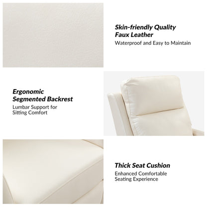 Poltrona reclinabile girevole a dondolo manuale in similpelle moderna Esteban con schienale alto, set da 2